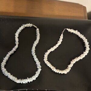 Two Puka Necklaces one White and one Blue